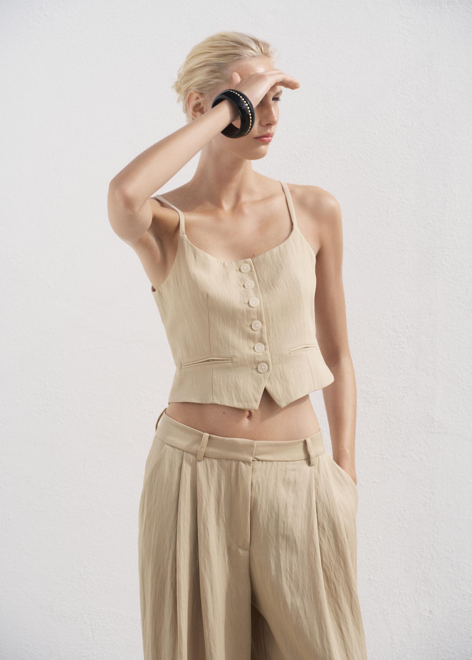 Straight mid-rise suit pants - Women | MANGO USA Product Image