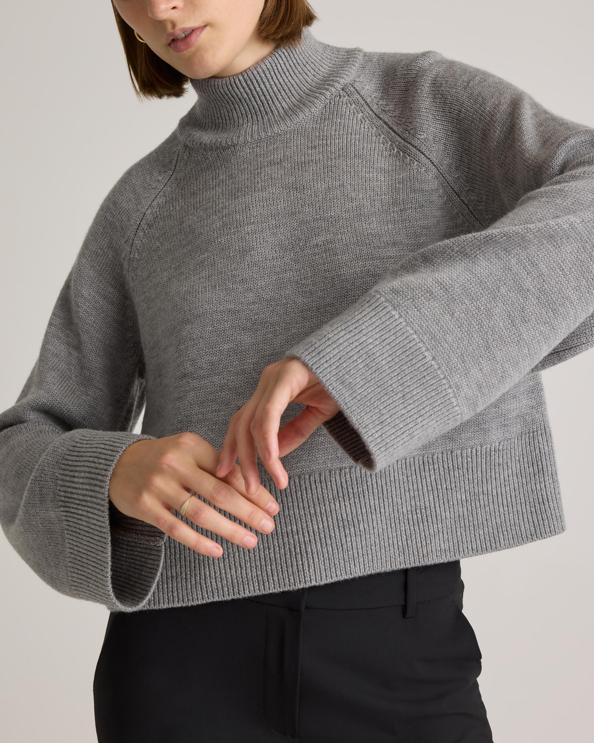 Quince | Women's Australian Merino Wool Cropped Mock Neck Sweater Product Image