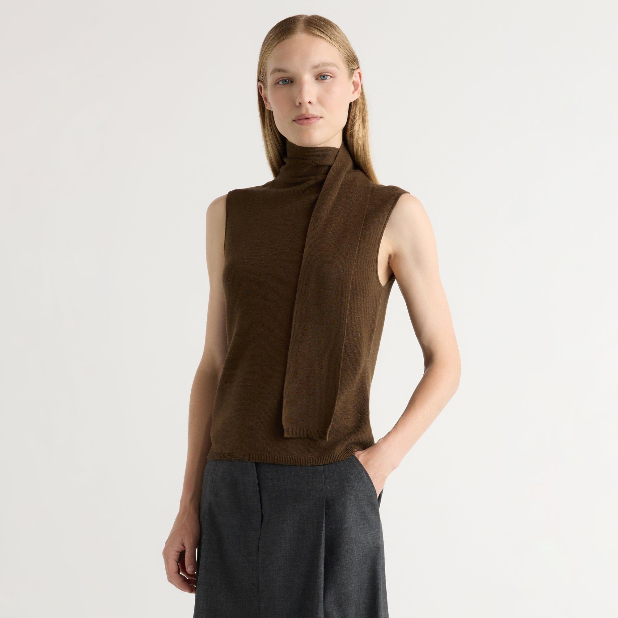 Demi Scarf-Neck Cotton-Silk Knit Top Product Image