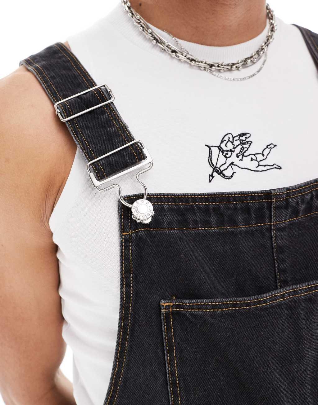 ASOS DESIGN denim overalls in black Product Image