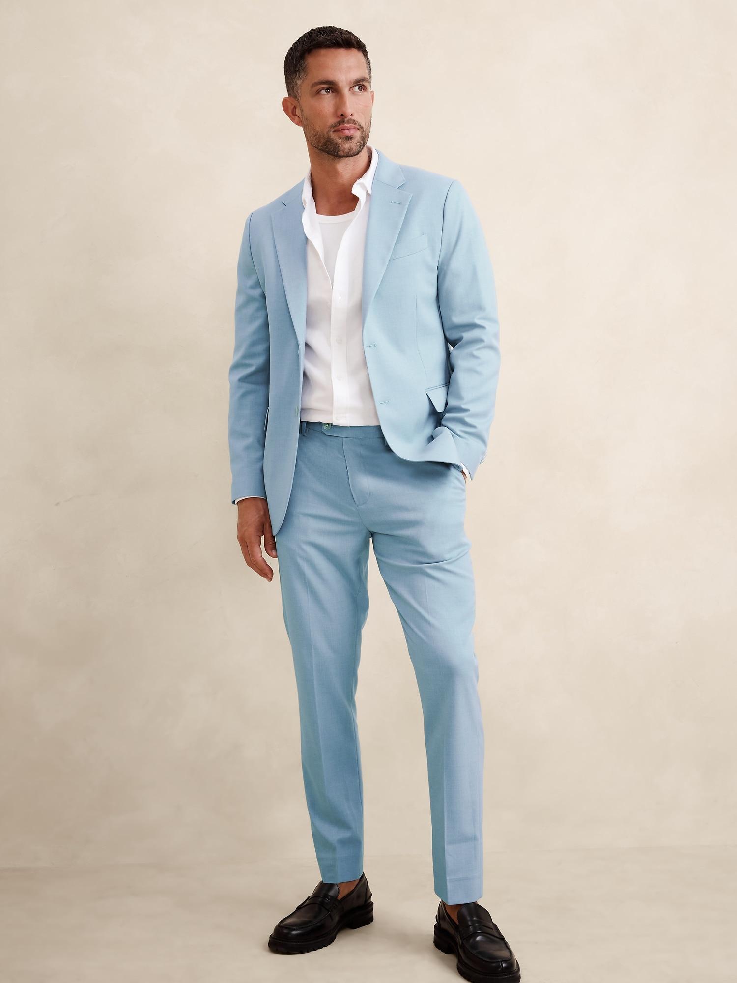 Tailored-Fit Aqua Melange Suit Jacket Product Image