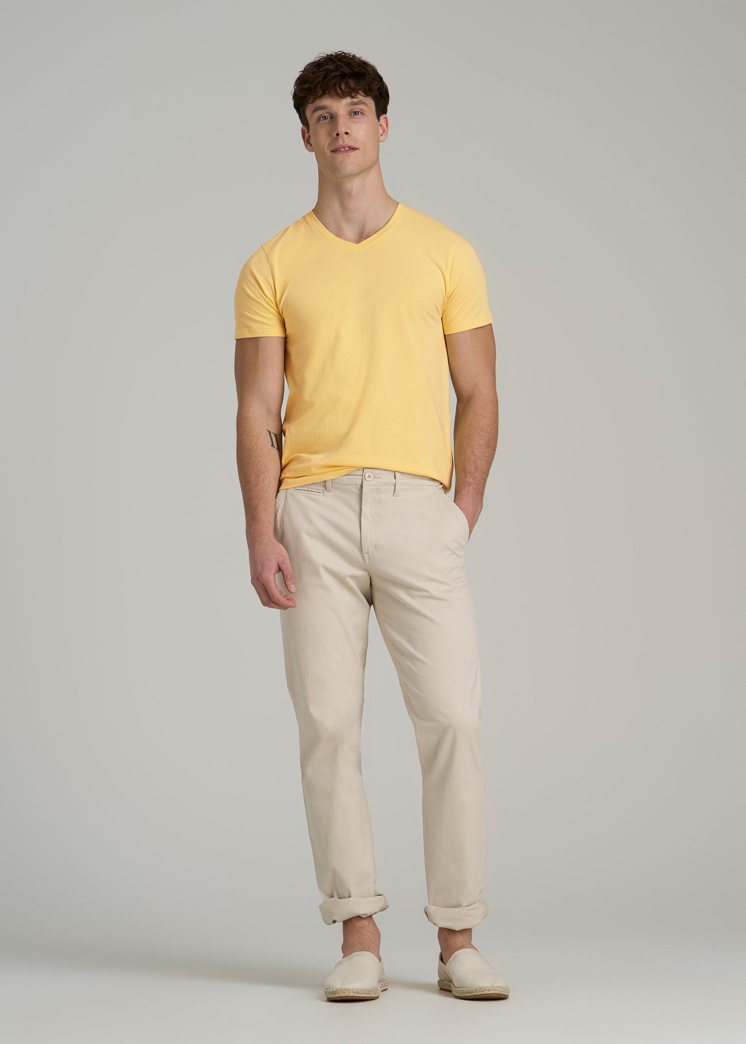 The Essential MODERN-FIT V-Neck Tee for Tall Men in Lemon Drop Male Product Image