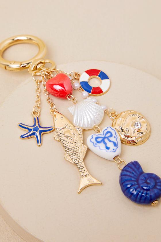 Verbana Gold and Ceramic Sea Life Bag Charm Product Image