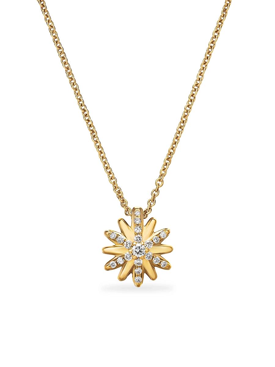 Womens Petite Starburst Station Necklace In 18K Yellow Gold With Diamonds Product Image