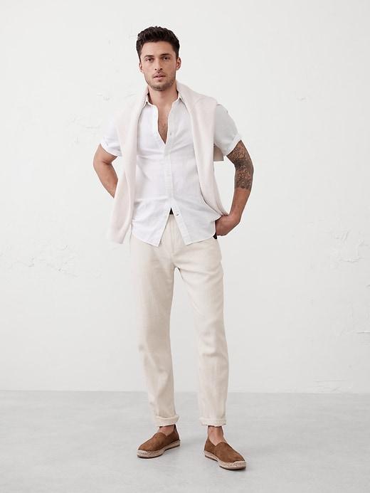 Slim-Straight Linen-Blend Trouser Product Image