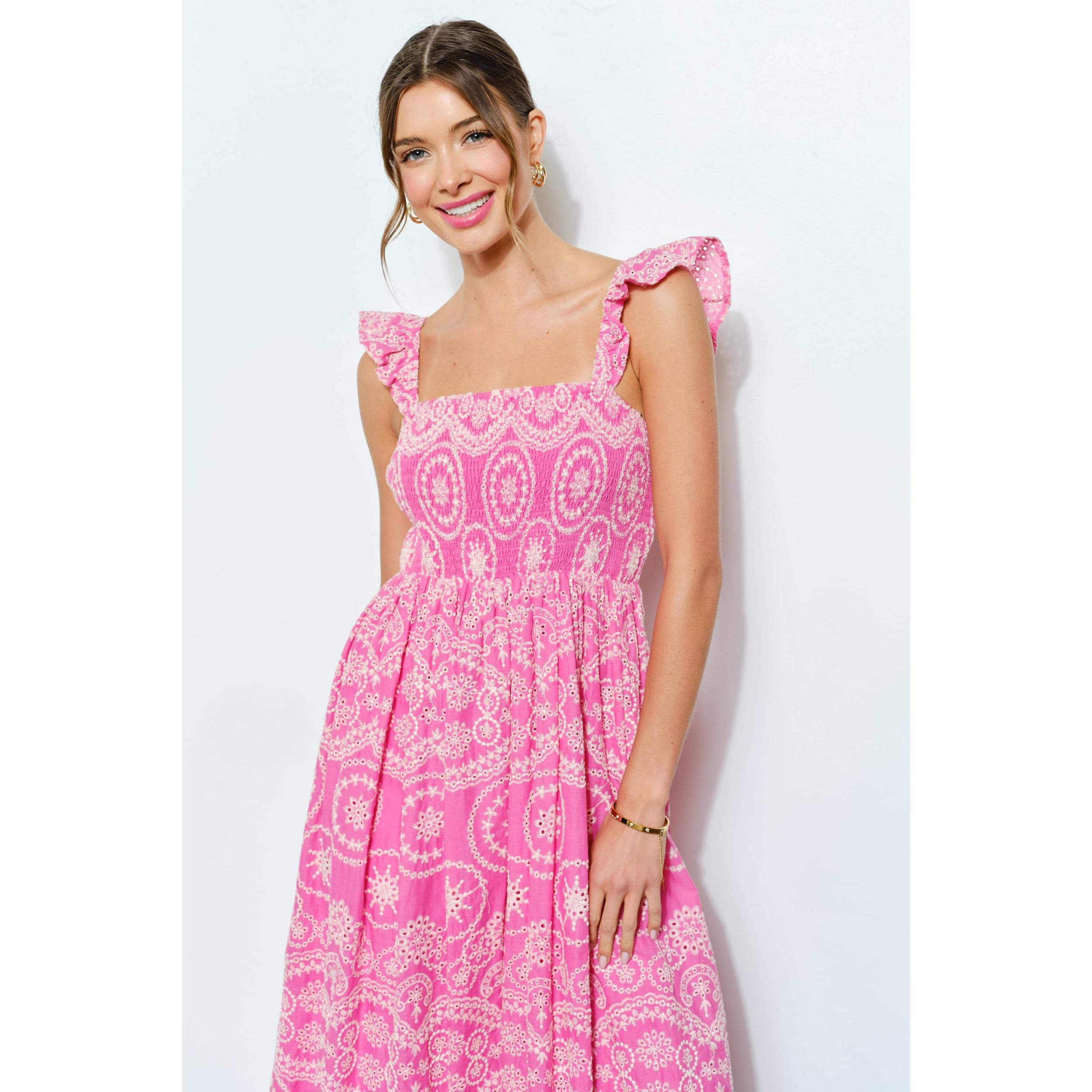 Alessia Eyelet Midi Dress Product Image