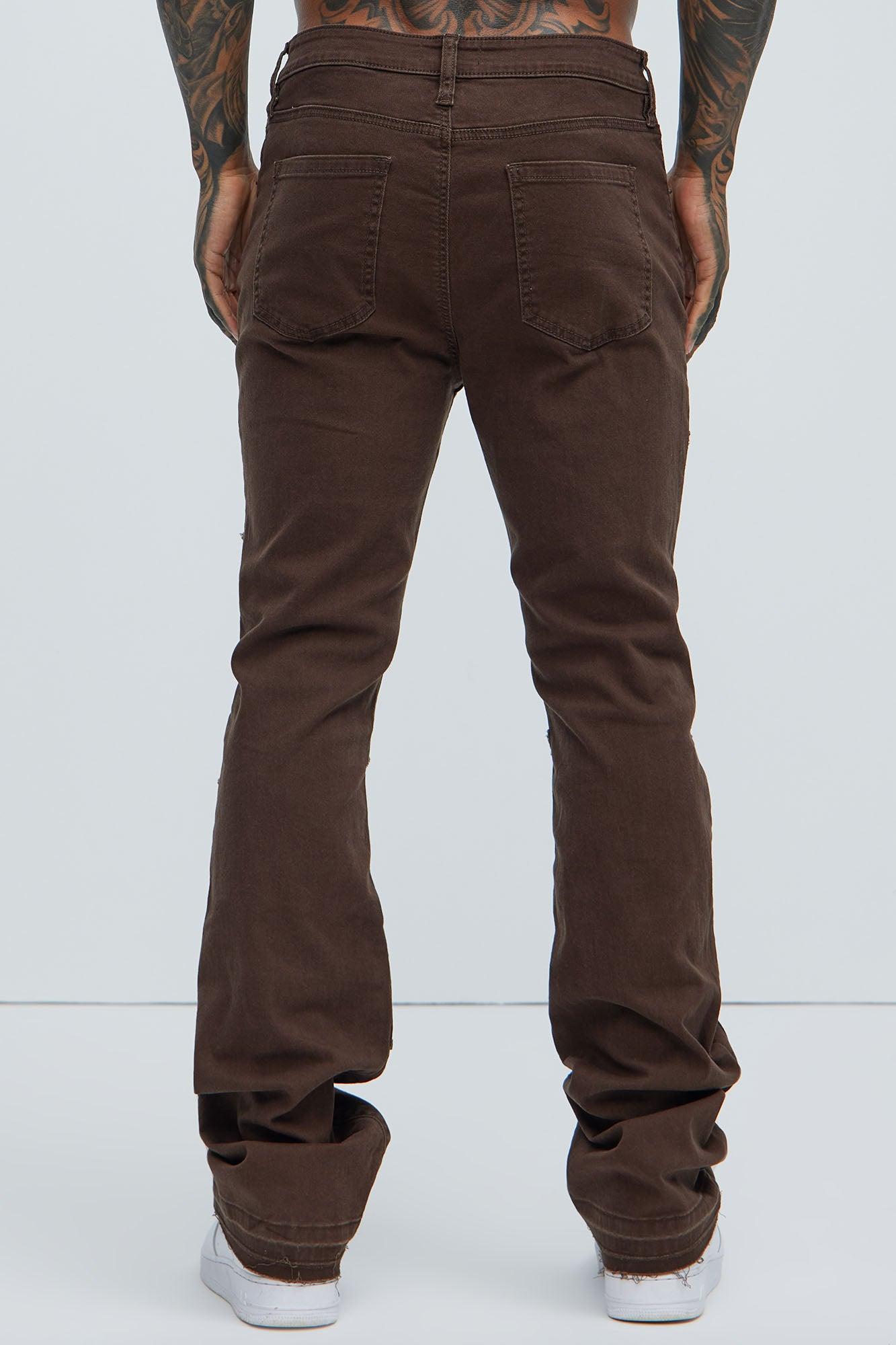 Manchester Stacked Skinny Flare Pants - Dark Brown Product Image