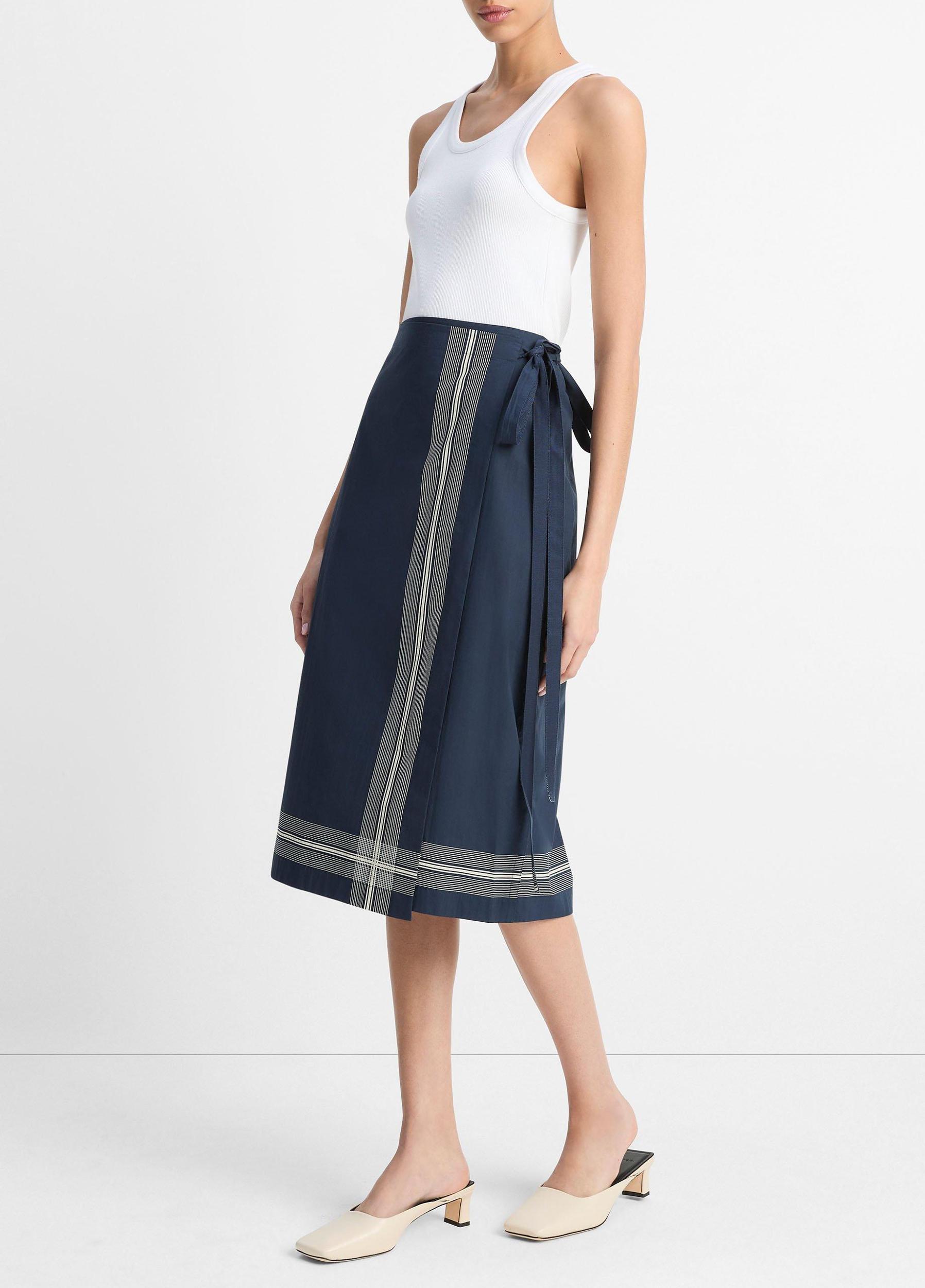 Handkerchief-Stripe Straight Wrap Skirt Product Image