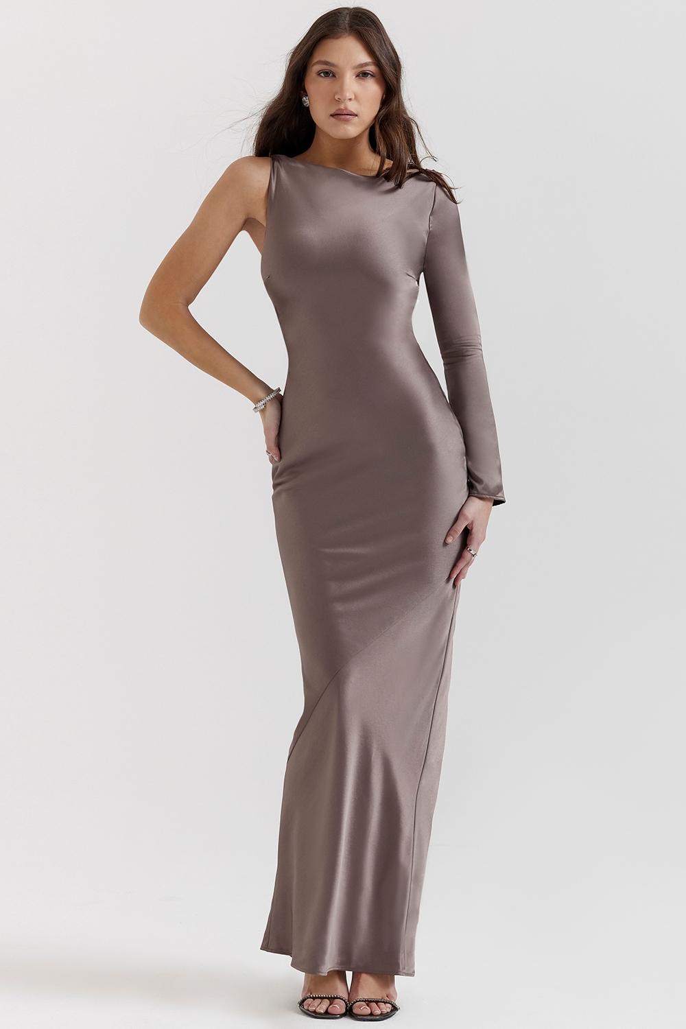 Catiana  smoke one sleeve maxi dress Product Image