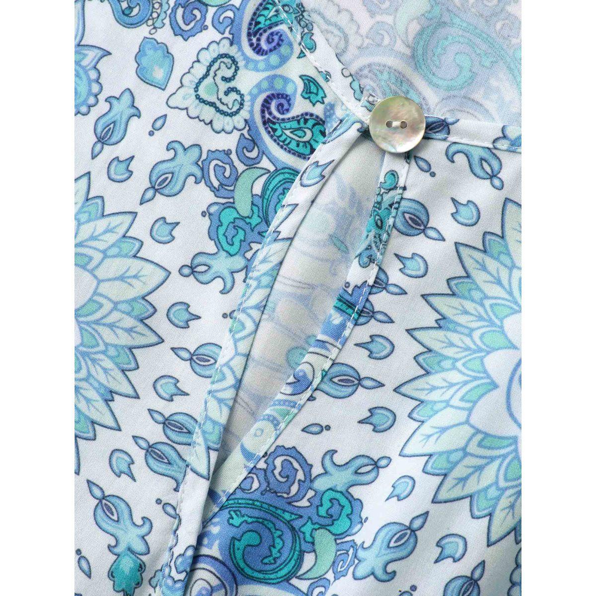 Plus Size Rayon Paisley Print Layered Midi Dress Arctic Women Boho Round Neck Sleeveless Curvy BloomChic 12/L Product Image