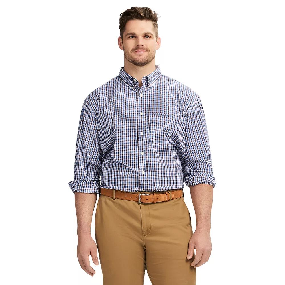 Big & Tall IZOD Performance Long Sleeve Plaid Button Down Shirt, Men's, Size: 4XB, Purple Perfect Checks Product Image