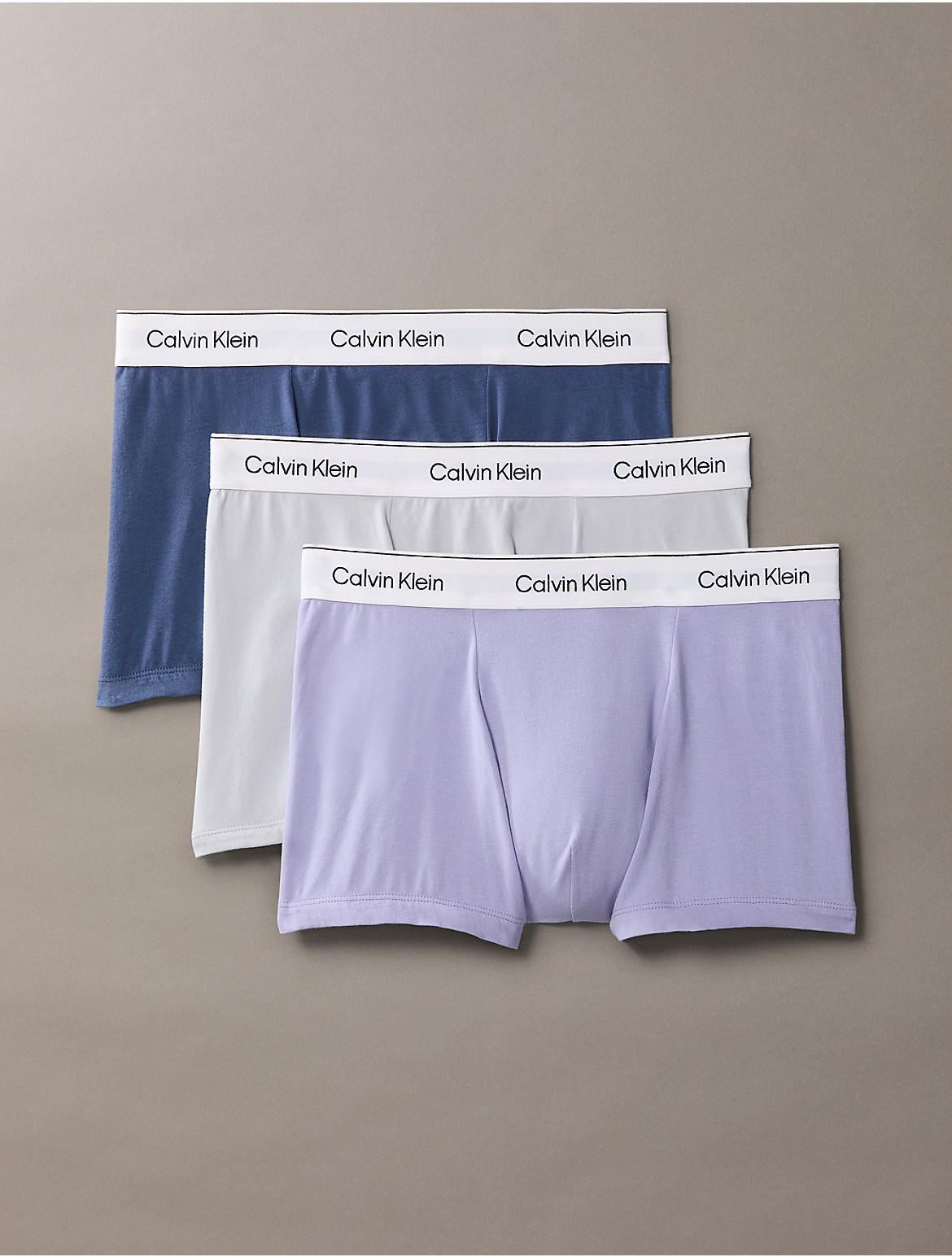 Calvin Klein Mens Icon Cotton Stretch 3-Pack Low Rise Trunk - Purple Product Image