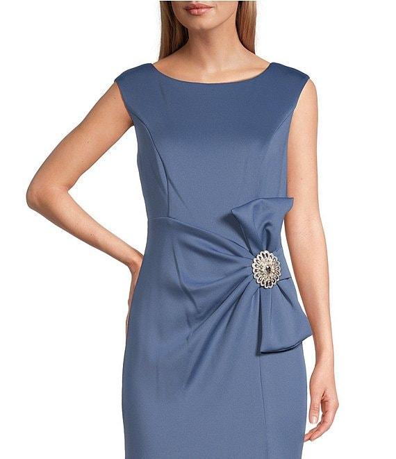 Jessica Howard Boat Neck Cap Sleeve Embellished Bow Sheath Gown Product Image