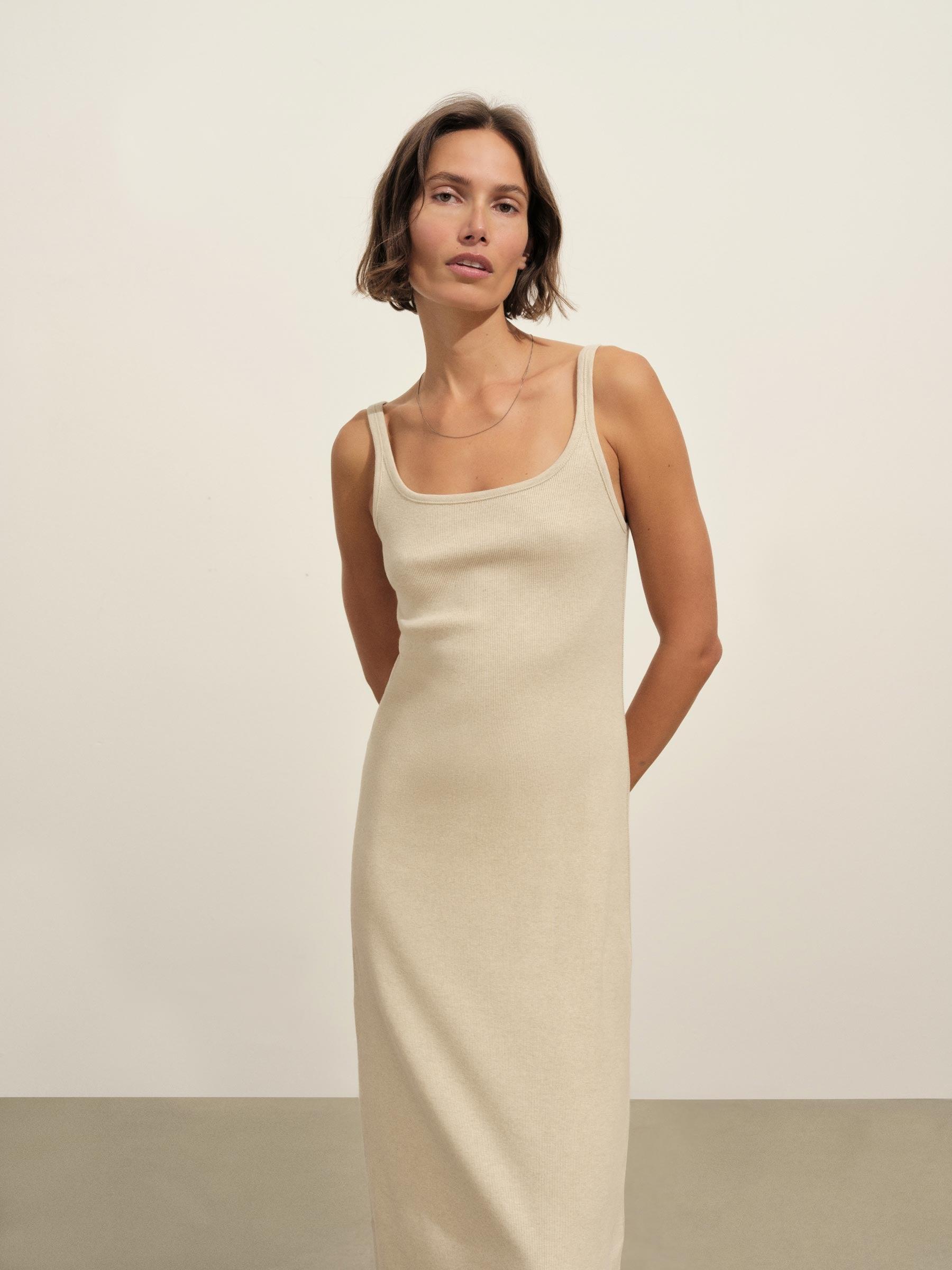 Marled Birchwood Surplus Rib Scoop Tank Dress Product Image