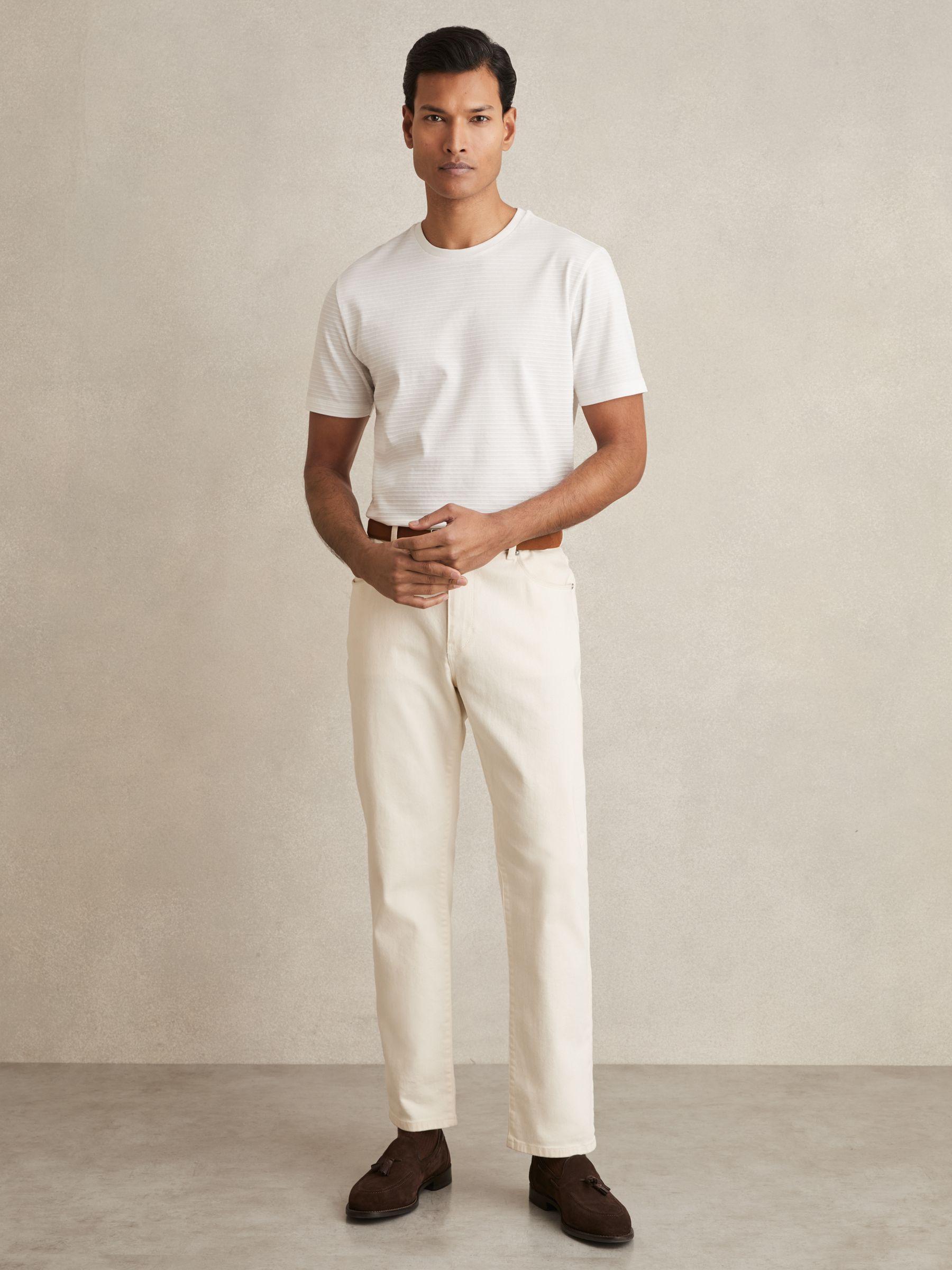 Mercerised Cotton Ribbed T-Shirt in White Product Image