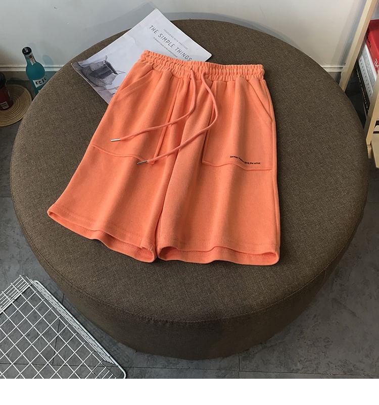 Drawstring Waist Plain Shorts Product Image