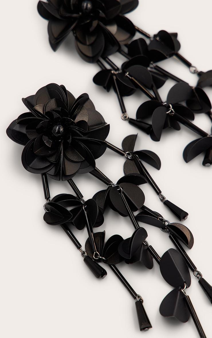 Black Statement Floral Drape Earrings Product Image