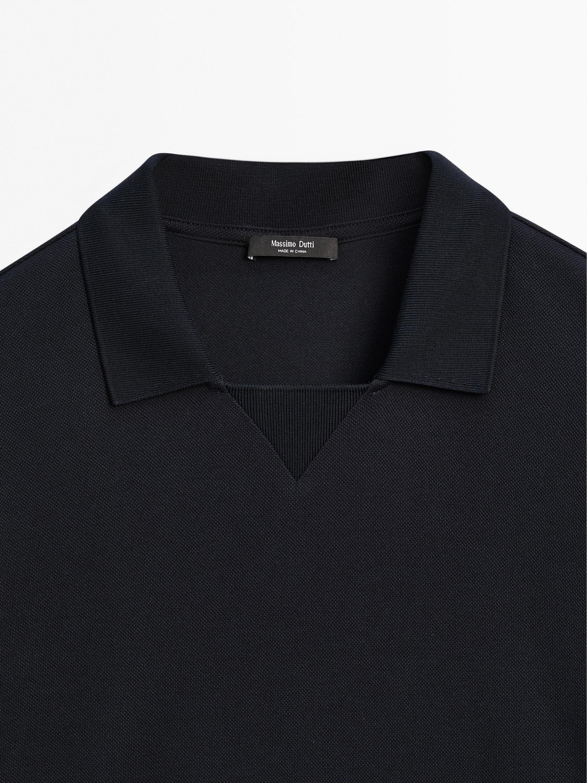 Short sleeve micro-textured polo shirt Product Image