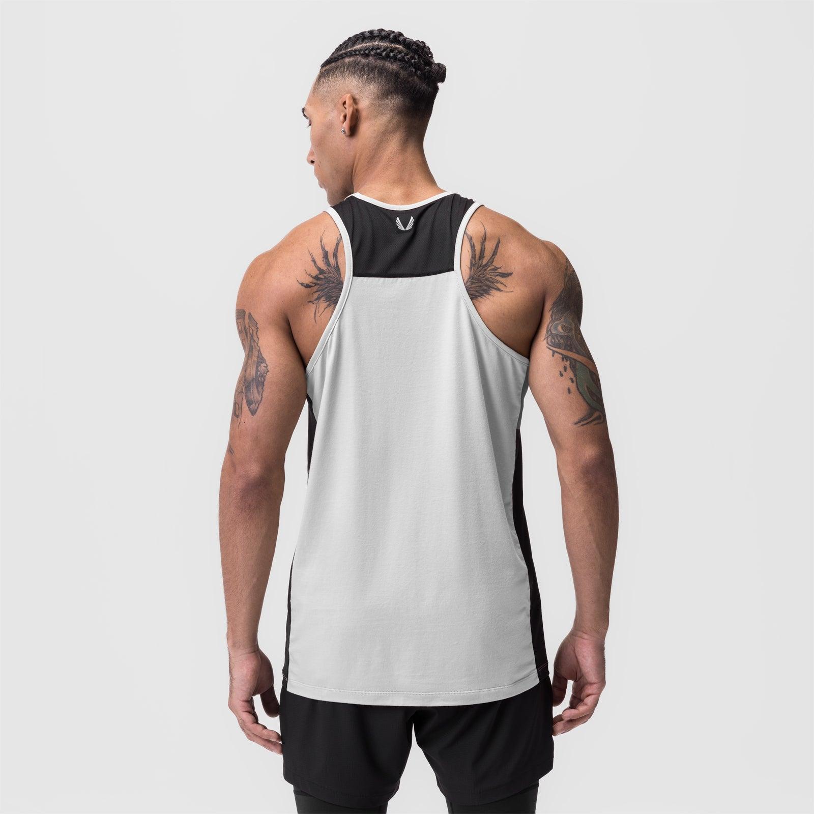 0809. Supima® Mesh Panel Training Singlet - White Product Image
