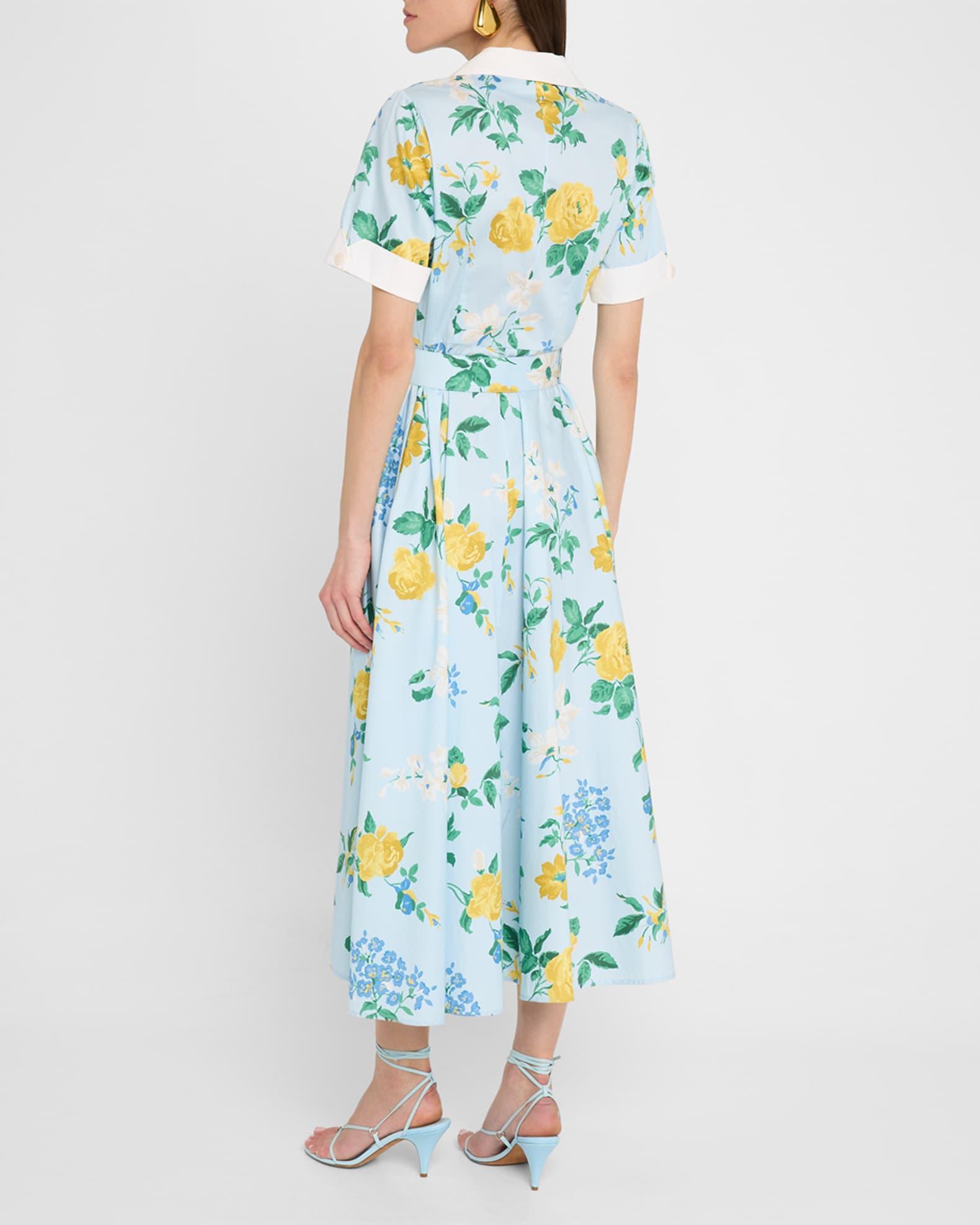 Clara Belted Floral-Print Midi Shirtdress Product Image