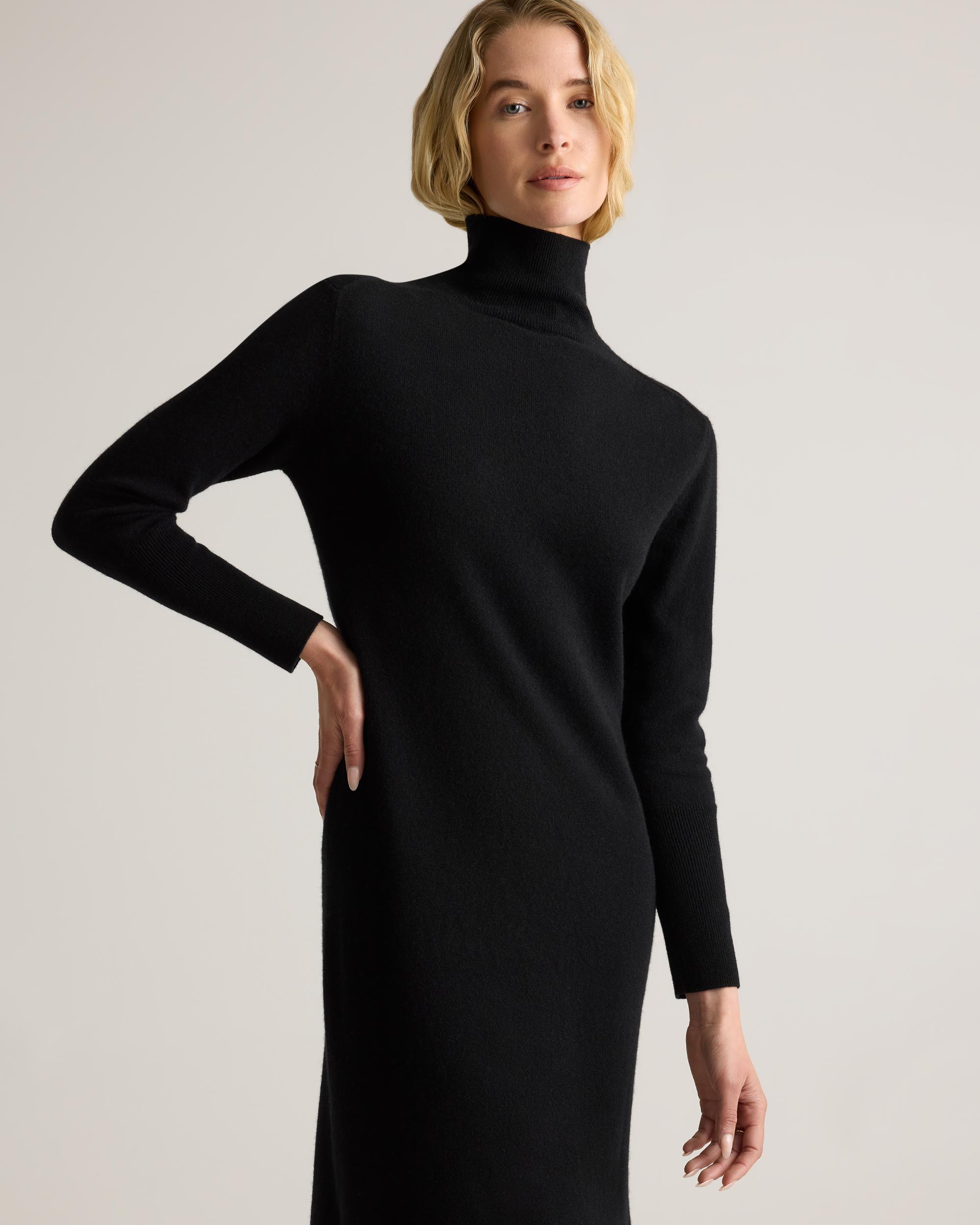 Quince | Women's Mongolian Cashmere Turtleneck Midi Sweater Dress Size XS Product Image