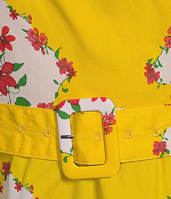 Sugarlips Coordinating Floral Print Strapless Sleeveless Belted Peplum Top Product Image