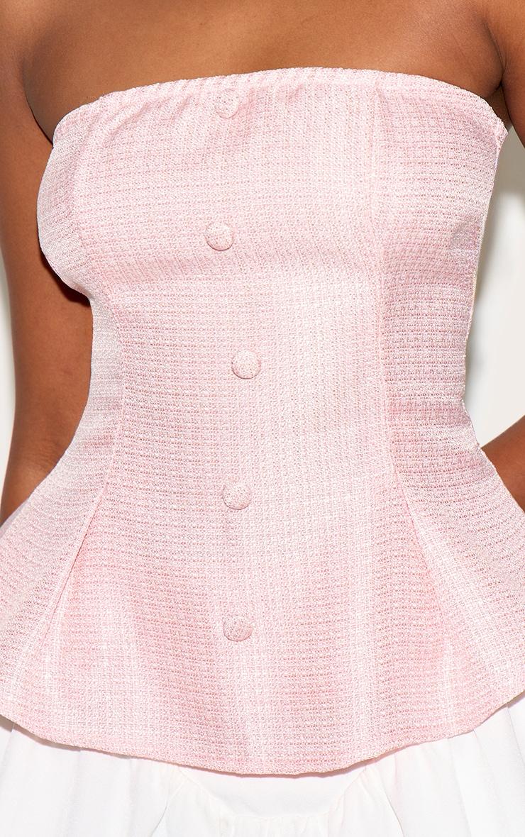 Pink Button Up Boucle Vest Product Image