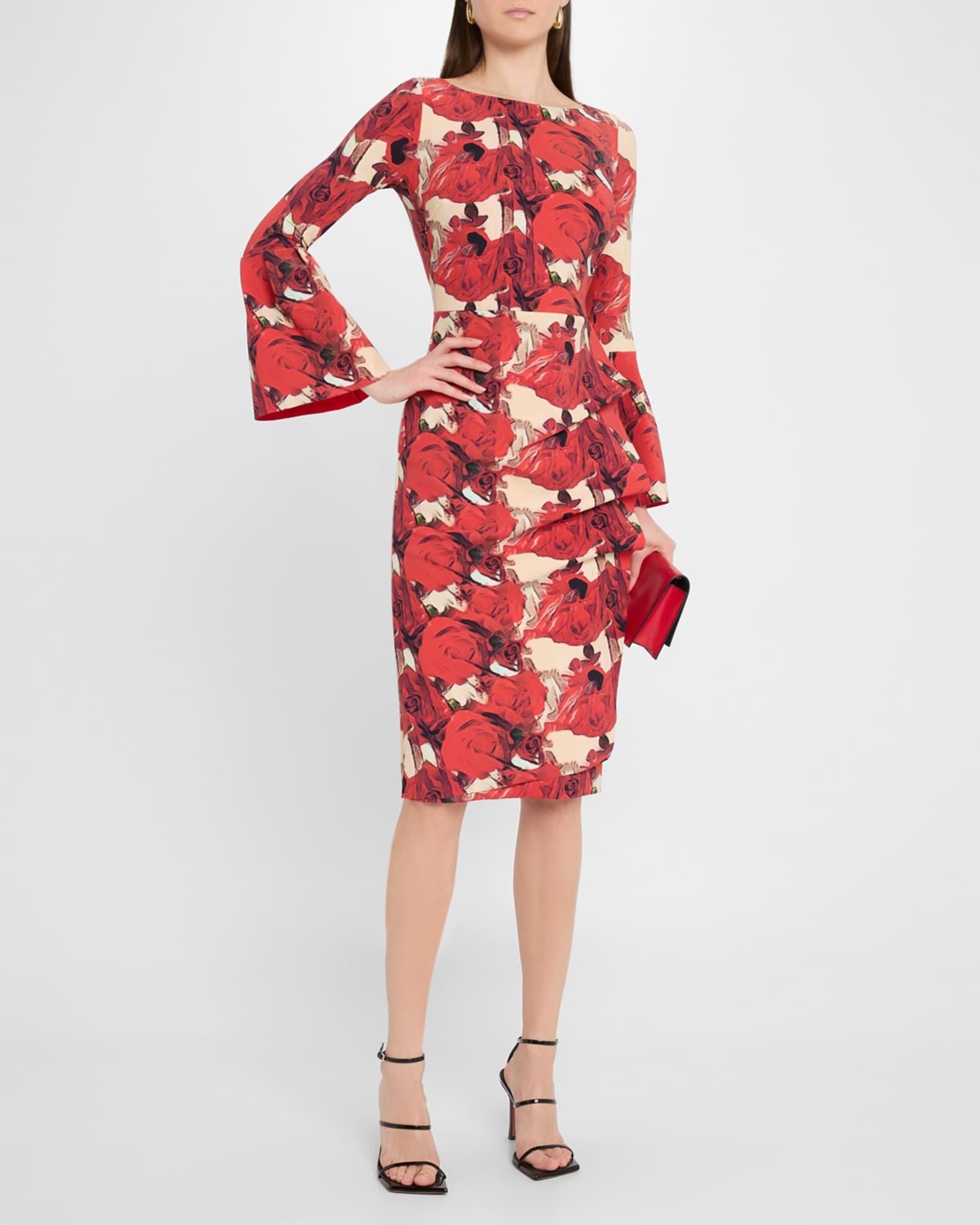 Ruched Floral-Print Bodycon Dress Product Image