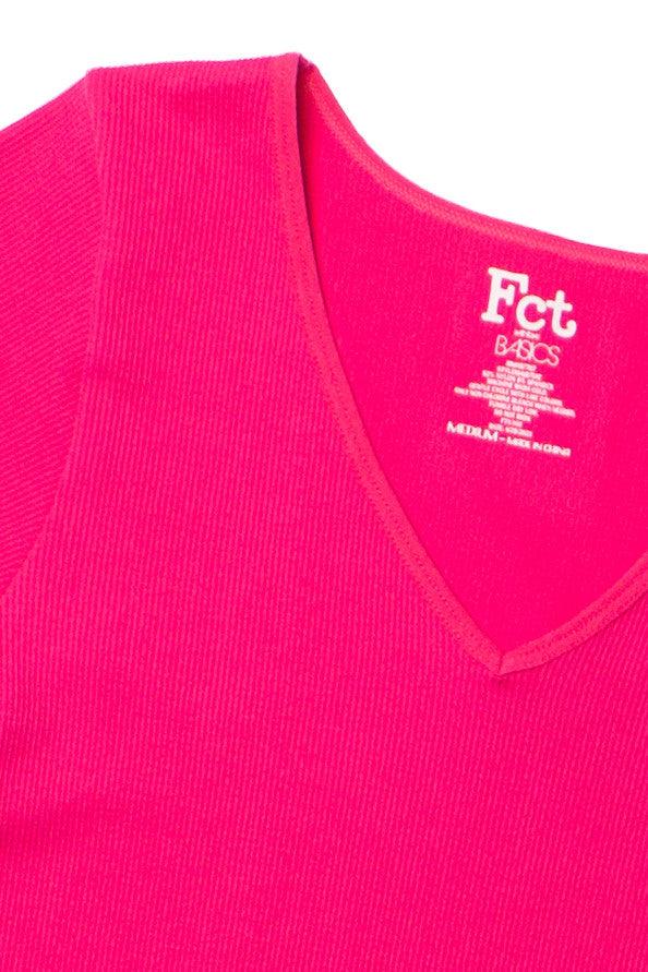 White Seamless V Neck Tee Product Image