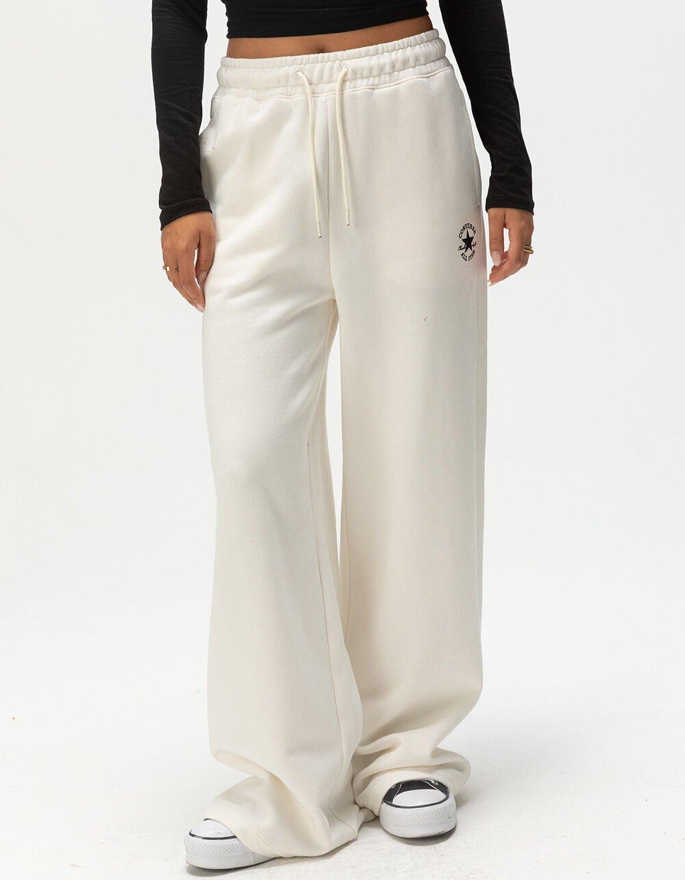 CONVERSE Relaxed Womens Fleece Pants - OFF WHITE Product Image
