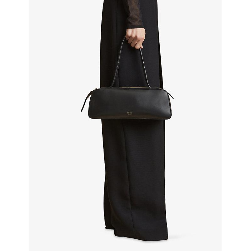 KHAITE Simona Crackle Patent Leather Shoulder Bag In Black Product Image