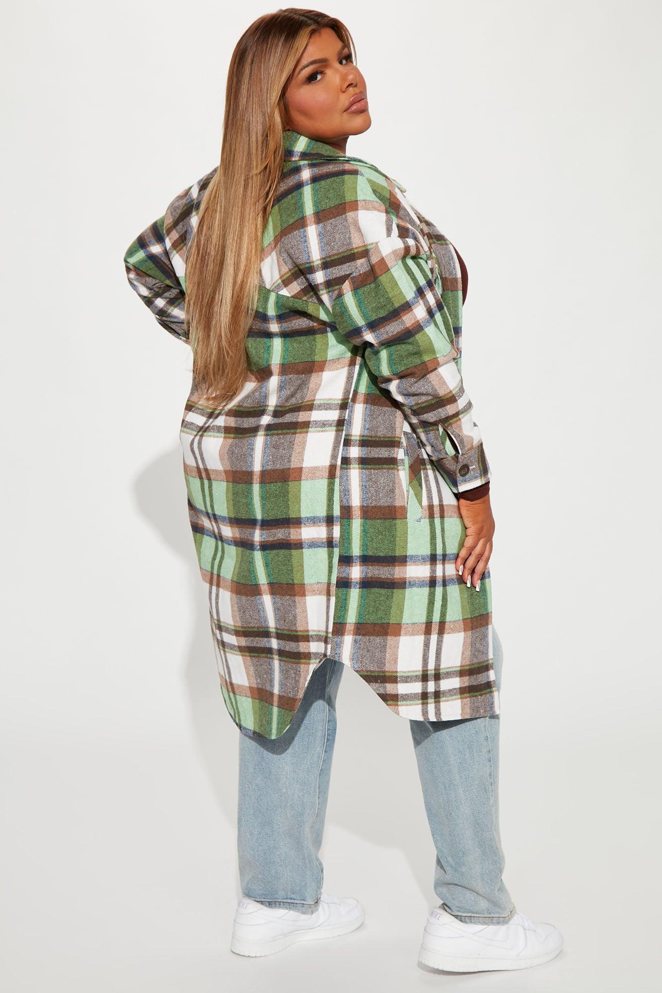 Get Lost Plaid Shacket - Green/combo Female Product Image