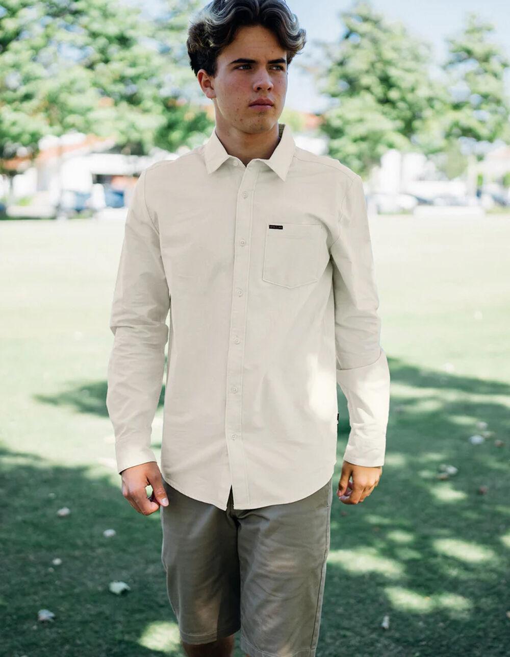 VOLCOM Veeco Oxford Mens Long Sleeve Button Up Shirt - OFF WHITE Product Image