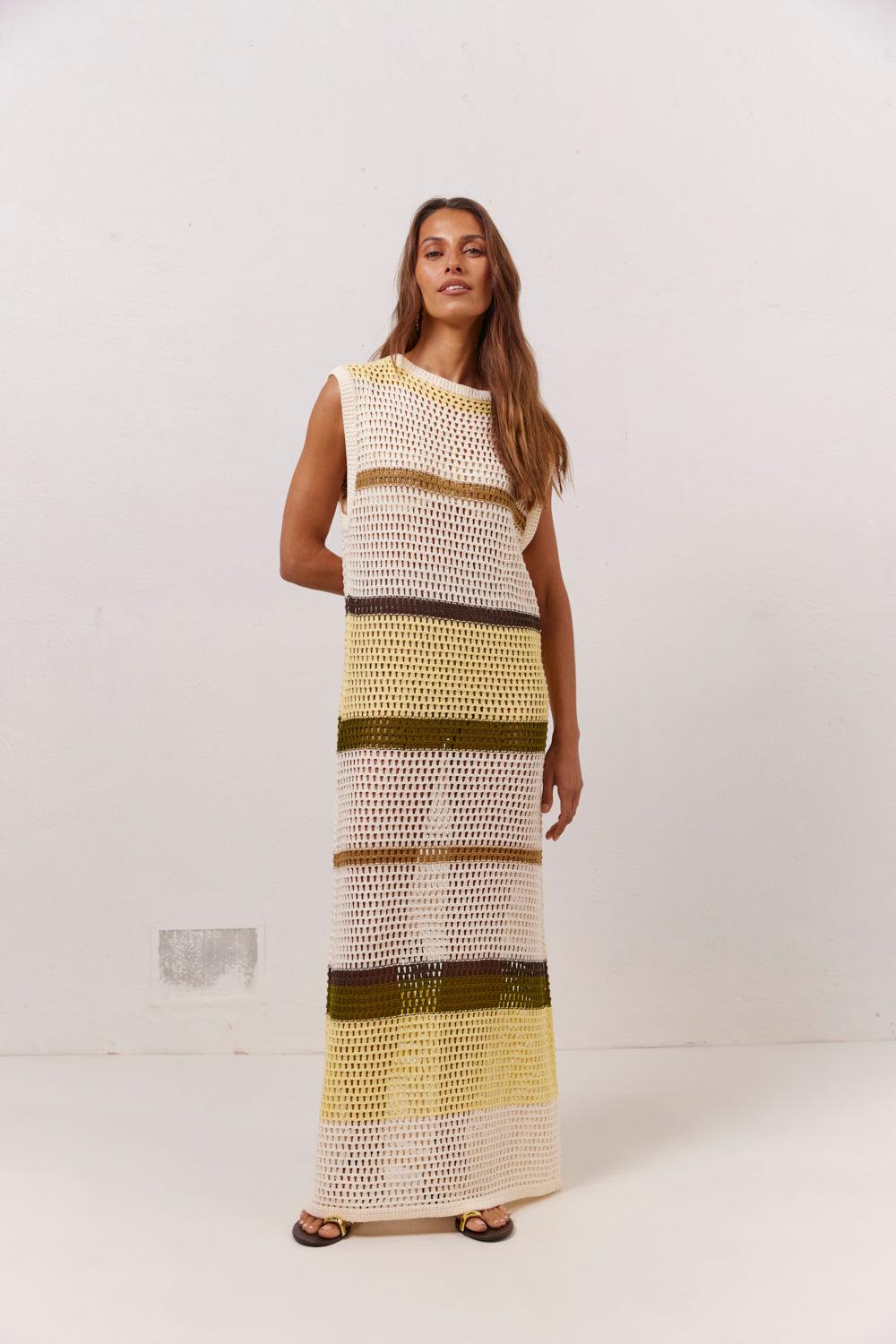 Ezra Knit Maxi Dress Yellow Product Image