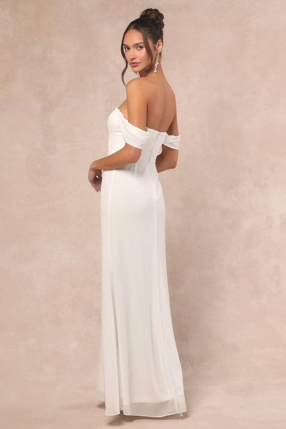 Magical Magnetism White Off-the-Shoulder Maxi Dress Product Image