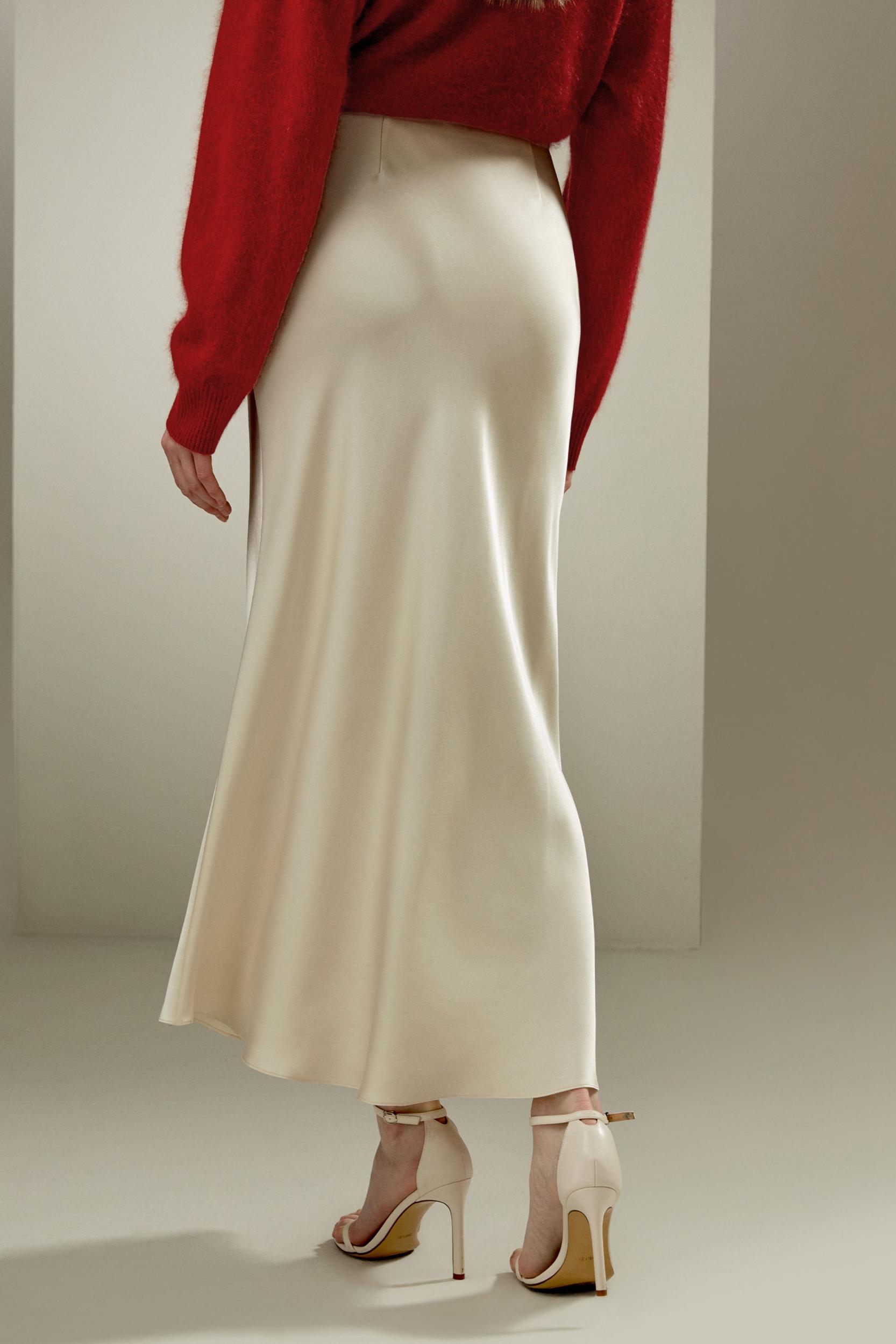 LILYSILK Skirt Silk Long - for Women - Lily White Luxurious Silk Charmeuse - Luxurious Flare Hem Skirt Petite 8 Product Image