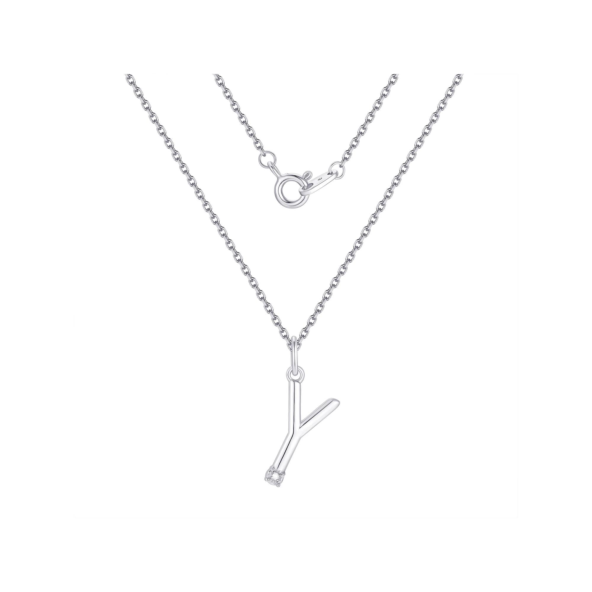 Forever Radiant Diamond Accent Initial Pendant Necklace, Women's, Size: 18", Silver Tone Y Product Image