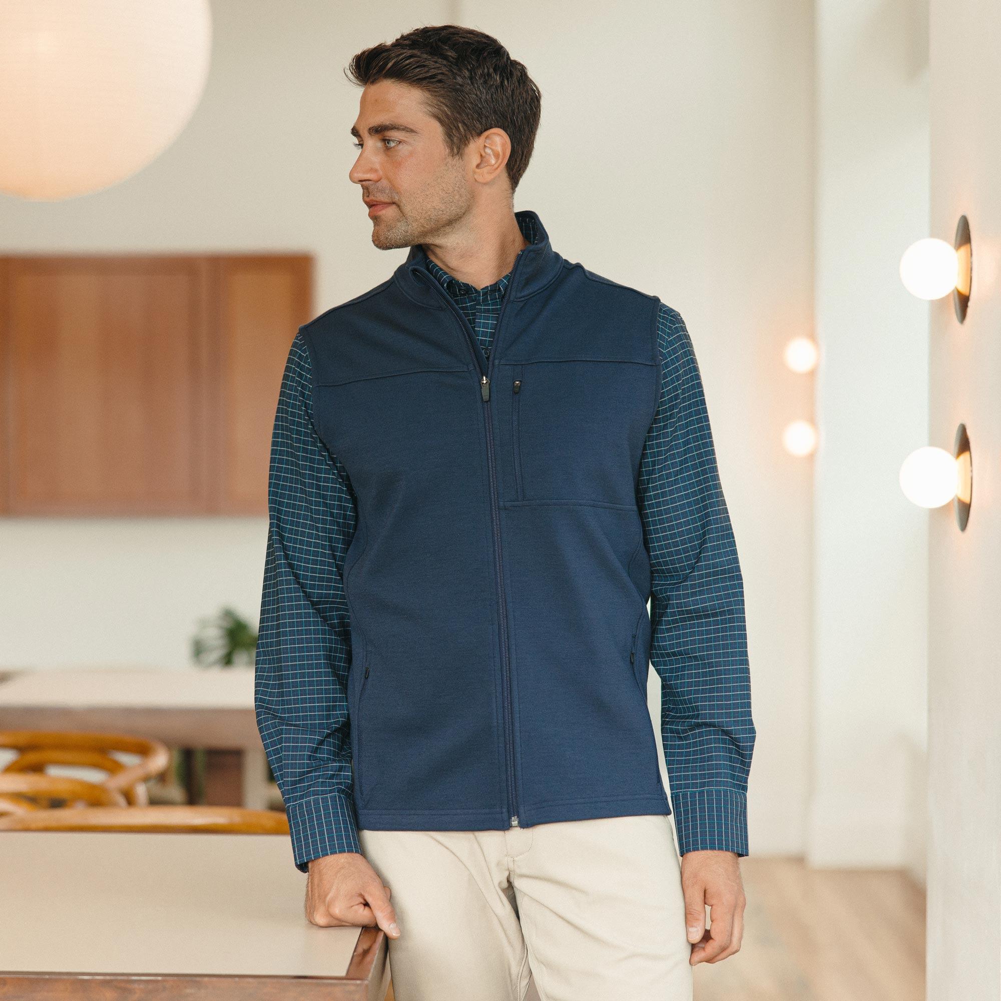 Merino Wool Full-Zip Ponte Vest | Black Marl Product Image