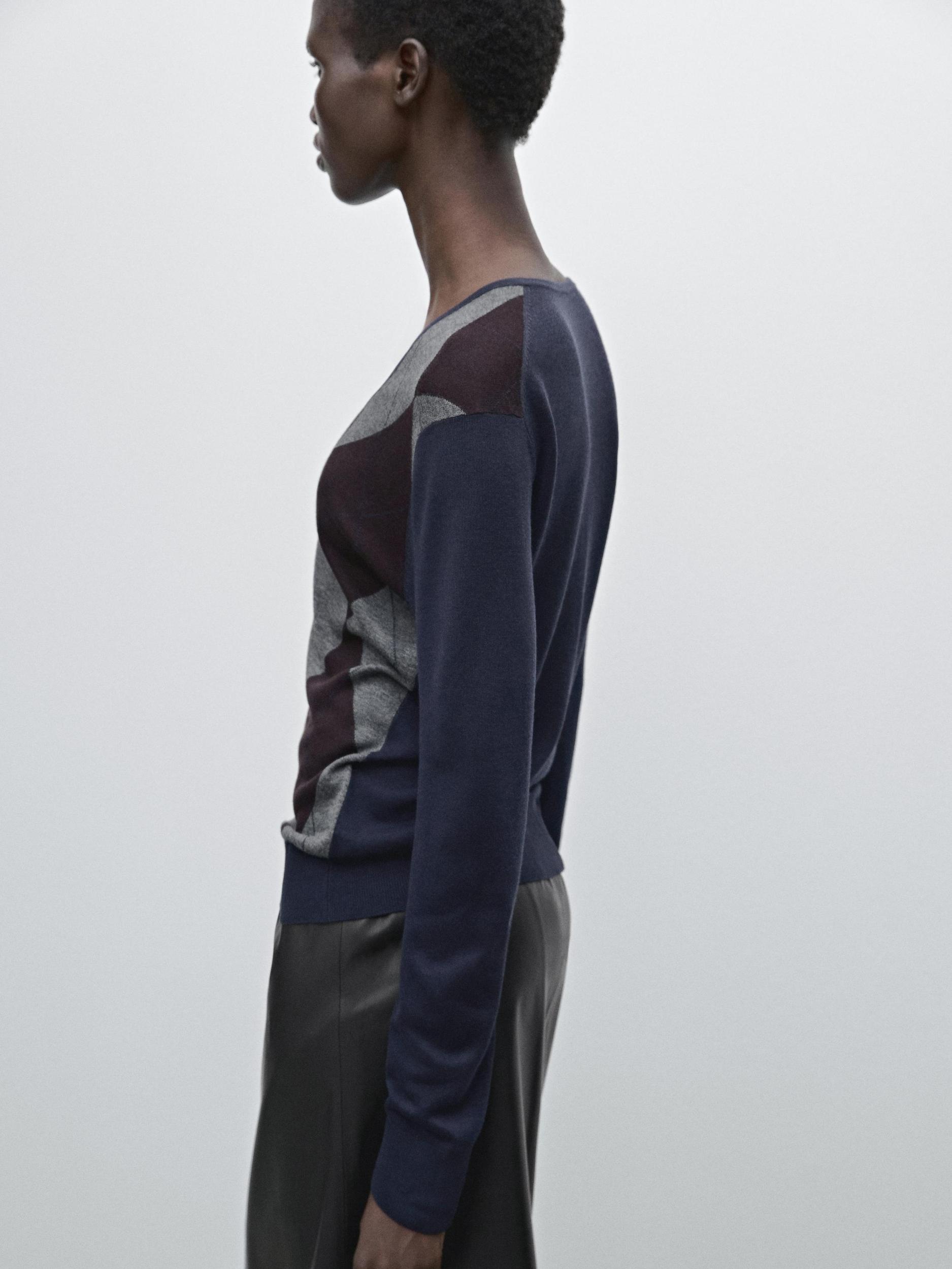 Argyle knit sweater in a wool and silk blend Product Image