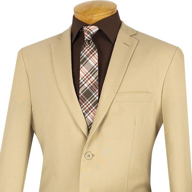 (42R) Beige Slim Fit Men's 2 Piece Business Suit 2 Button Male Product Image