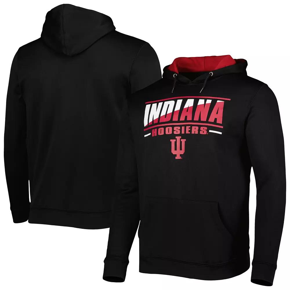 Men's Colosseum Black Indiana Hoosiers Slash Stack 2.0 Pullover Hoodie,  Product Image