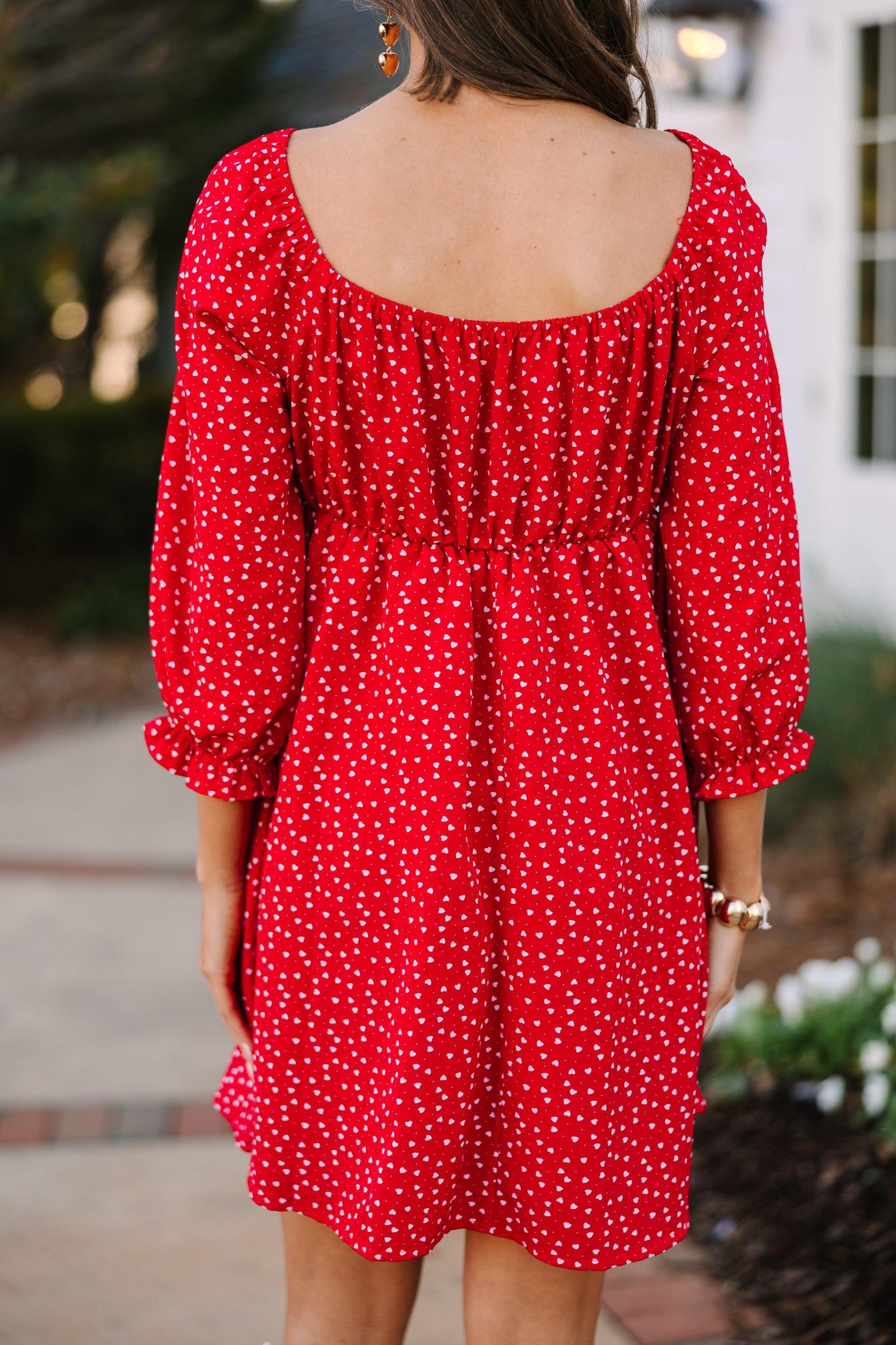 Found Love Red Heart Print Dress Female Product Image