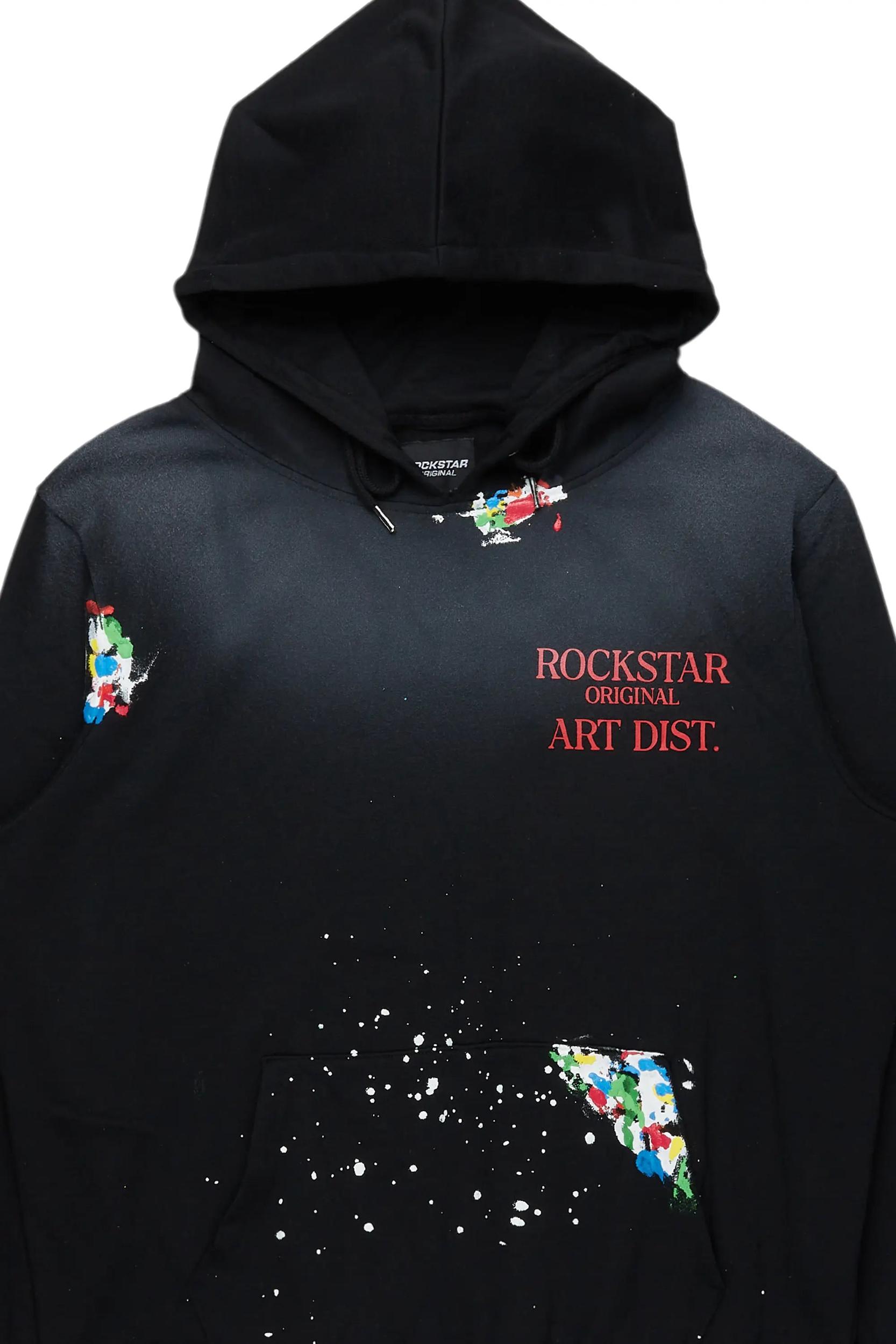 Rockstar Art Dist. Black/Red Graphic Hoodie Male Product Image