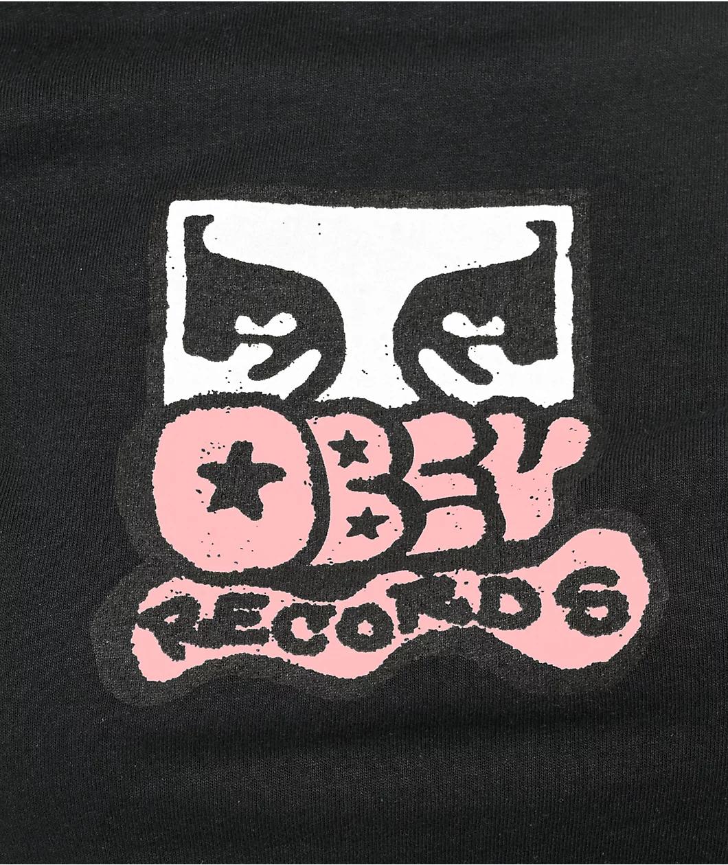 Obey Records Black T-Shirt Product Image