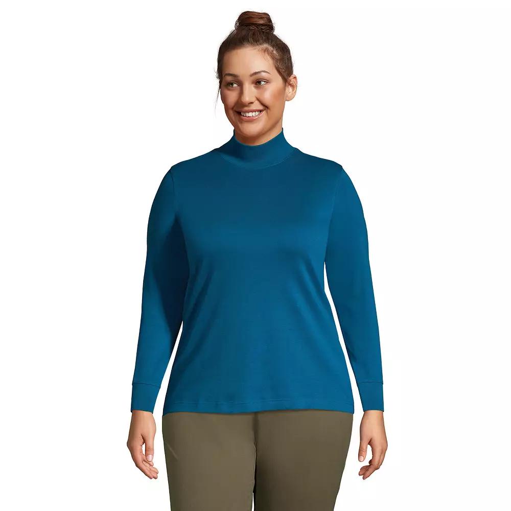 Plus Size Lands End Relaxed Mockneck Top, Womens Product Image