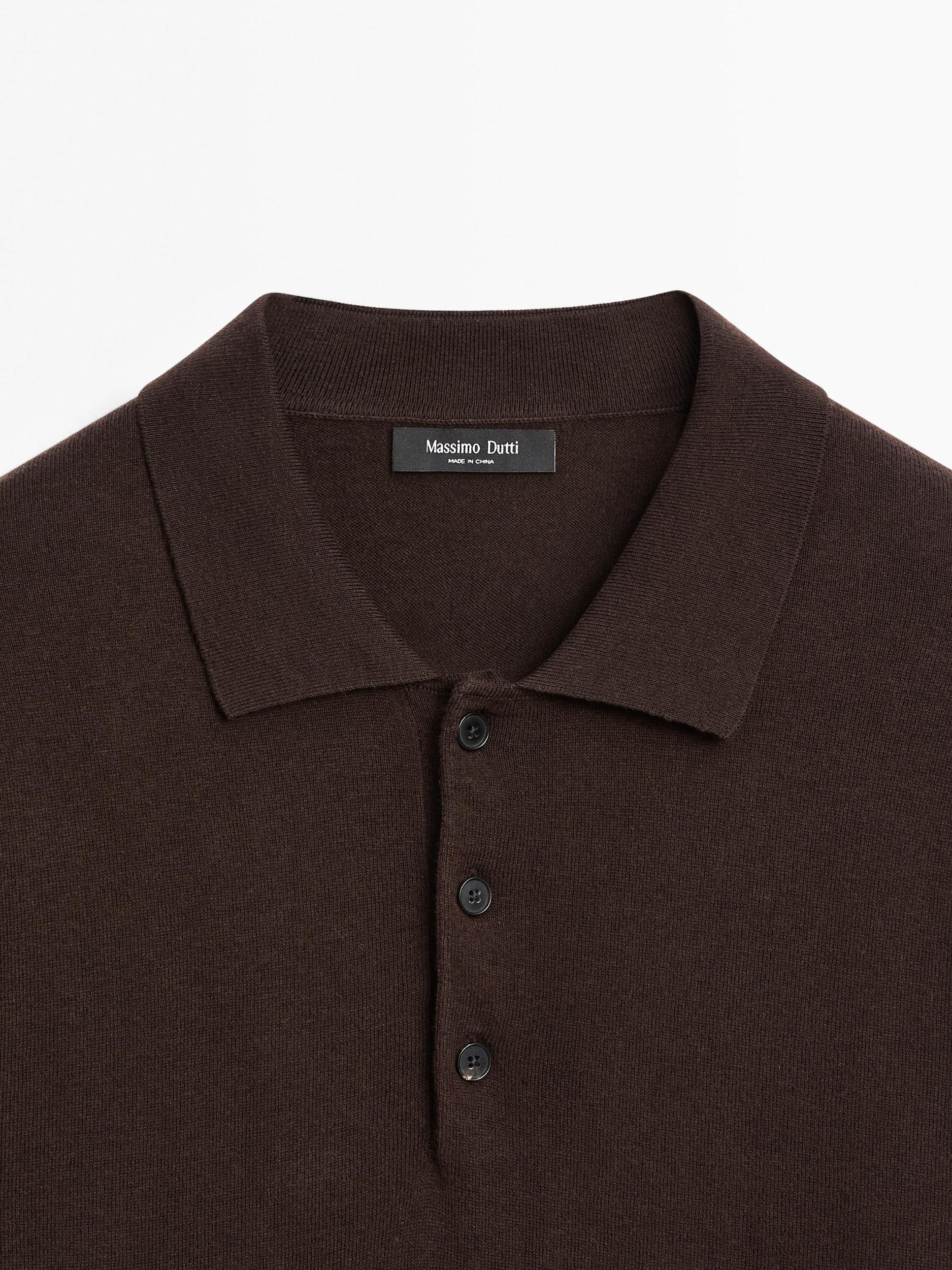 Cotton blend knit polo sweater Product Image