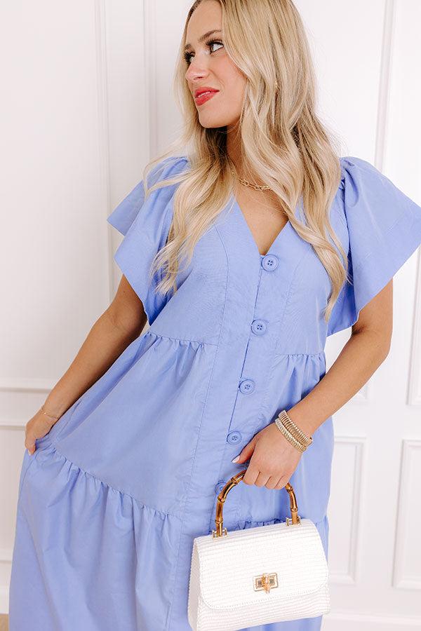Subtle Charm Button Down Midi Dress in Light Periwinkle Product Image