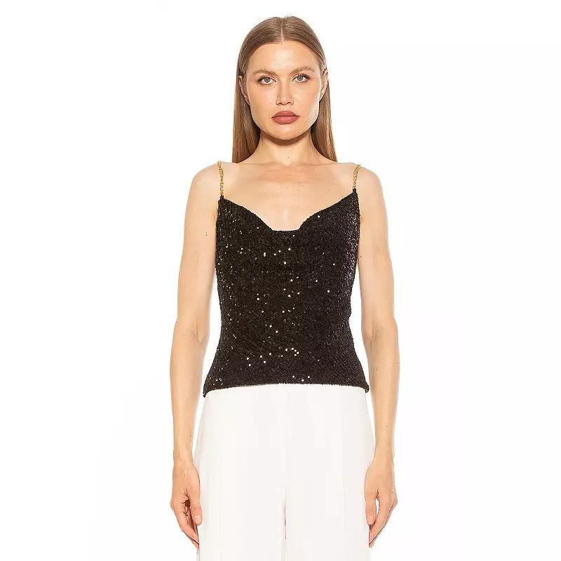 Womens ALEXIA ADMOR Aurora Draped Cowl Neck Spaghetti Tank Top Product Image