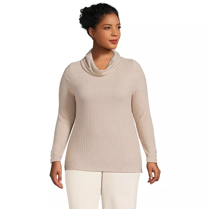 Plus Size Lands' End Long Sleeve Wide Rib Turtleneck, Women's, Size: 3XL, Pale Petal Product Image