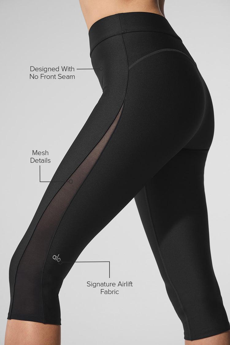 Airlift Mesh High-Waist Just Right Capri - Black Product Image
